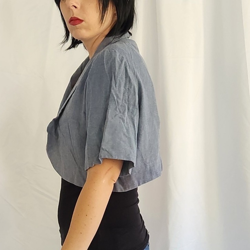 60s Blue Short Sleeve Jacket - Picture 2 of 3